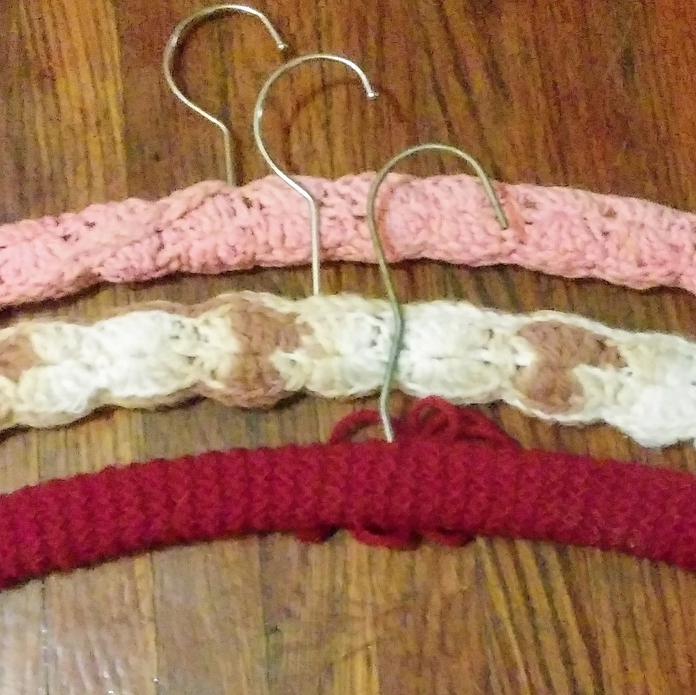 Crocheted Clothes Hangers 3 ( Three ) Vintage